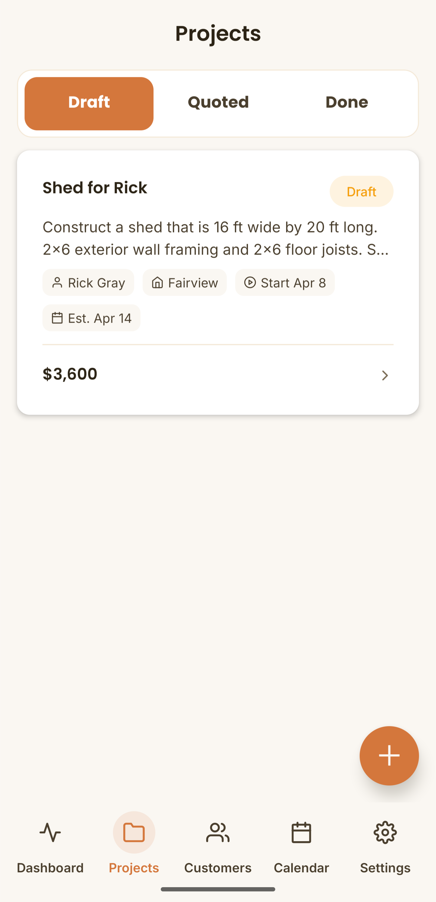 Quote in Draft Status