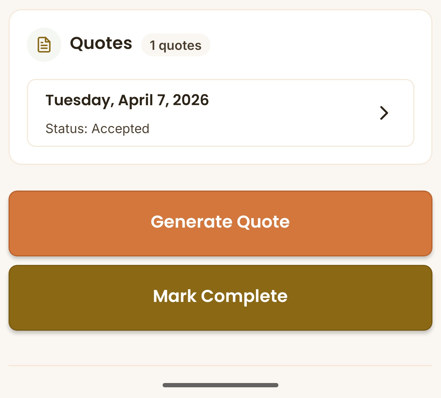 Accepted Quote Notification