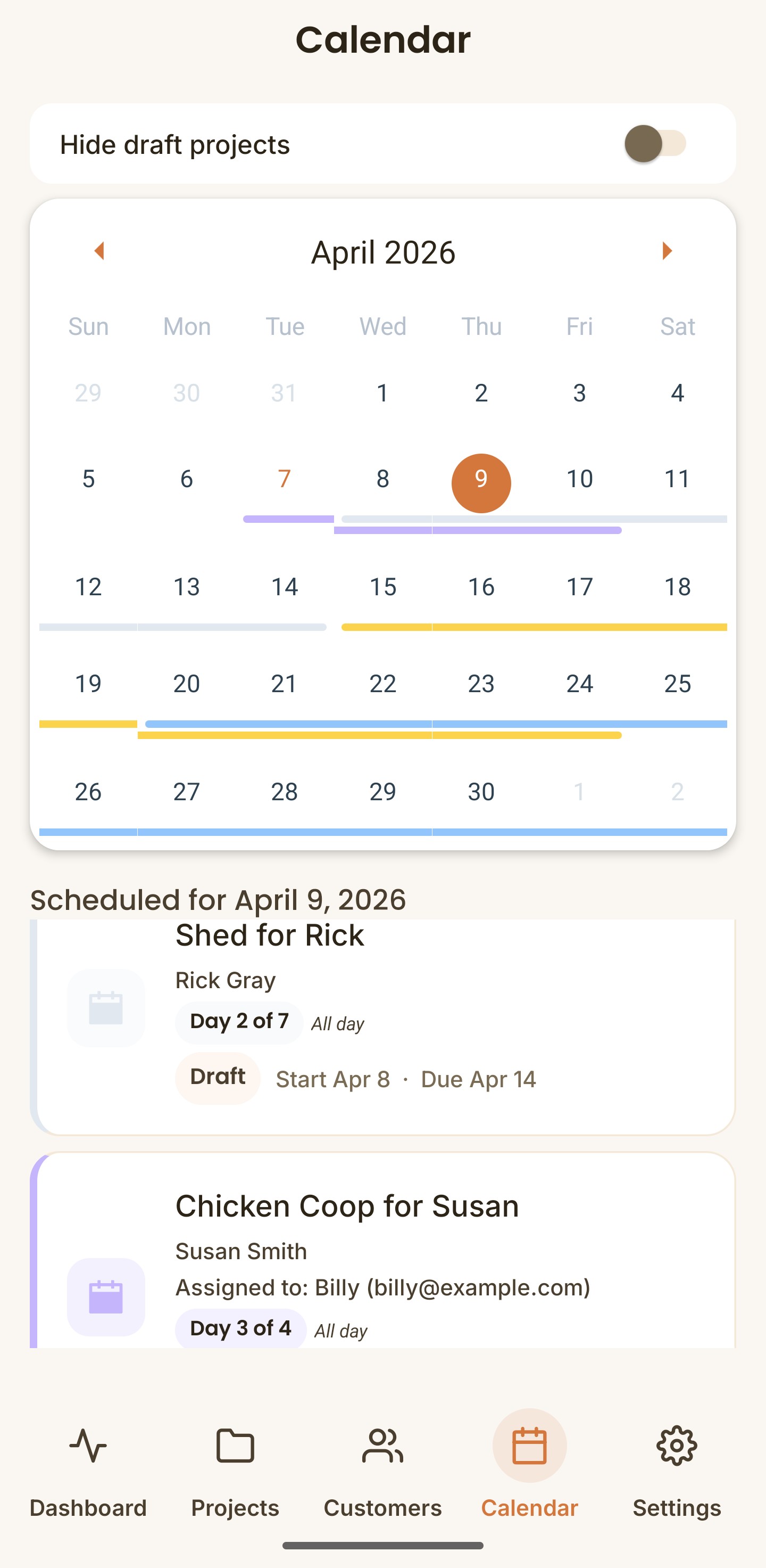 Calendar View